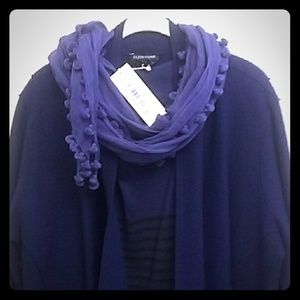 Matching purple jacket, sweater, and scarf set